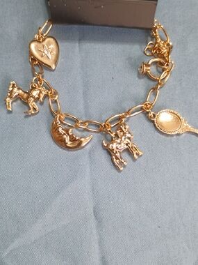 paparazzi Gold-Tone Horse, Moon, Heart & Mirror Charm Bracelet